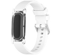 TingYR Bracelet Compatible avec Google Fitbit Air, Coque de Protection et Bande en Silicone Détachable, Réglable, Doux et Confortable. Blanc