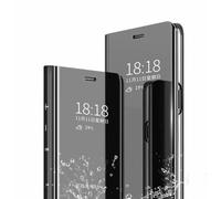 TINGYR Coque pour Samsung Galaxy S25 Edge Housse, Luxe Clear View Etui Miroir Mirror Makeup, [Fonction Debout] [Anti-Rayures], Housse Coque pour Samsung Galaxy S25 Edge.（Noir）
