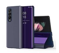 TingYR Coque pour Samsung Galaxy Z Fold 4 Housse, Luxe Clear View Etui Miroir Mirror Makeup, [Fonction Debout] [Anti-Rayures], Housse Coque pour Samsung Galaxy Z Fold 4.(Violet)