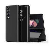 TingYR Coque pour Samsung Galaxy Z Fold 4 Housse, Luxe Clear View Etui Miroir Mirror Makeup, [Fonction Debout] [Anti-Rayures], Housse Coque pour Samsung Galaxy Z Fold 4.（Noir）