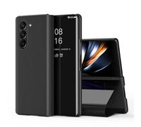 TingYR Coque pour Samsung Galaxy Z Fold 6 Housse, Luxe Clear View Etui Miroir Mirror Makeup, [Fonction Debout] [Anti-Rayures], Housse Coque pour Samsung Galaxy Z Fold 6.（Noir）