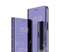 TingYR Coque pour Xiaomi 12 Pro Housse, Luxe Clear View Etui Miroir Mirror Makeup, [Fonction Debout] [Anti-Rayures], Housse Coque pour Xiaomi 12 Pro.(Violet)