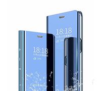 TingYR Coque pour Xiaomi 12T Housse, Luxe Clear View Etui Miroir Mirror Makeup, [Fonction Debout] [Anti-Rayures], Housse Coque pour Xiaomi 12T.（Bleu）
