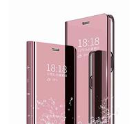 TingYR Coque pour Xiaomi Redmi Note 10 Pro Housse, Luxe Clear View Etui Miroir Mirror Makeup, [Fonction Debout] [Anti-Rayures], Housse Coque pour Xiaomi Redmi Note 10 Pro.(Or Rose)