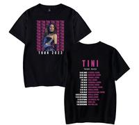 Tini Stoessel Tour Merch T-shirt Femmes Hommes Casual Mode Col Rond Manches Courtes Rétro Classique Singer Tee, Noir , S
