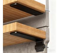 TINIFO 4 Pièces Équerre Support Étagère Murale 20 cm, Supports d'Angle Robustes avec Fixation Invisible, Capacité de Charge 75 kg, Fixation Murale pour Étagères Lourd, Couleur Noire