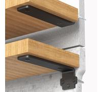 TINIFO 4 Pièces Équerre Support Étagère Murale 25 cm, Supports d'Angle Robustes avec Fixation Invisible, Capacité de Charge 75 kg, Fixation Murale pour Étagères Lourd, Couleur Noire