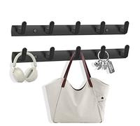 TINIFO Porte Manteau Mural, Crochet Patère Aluminium, Patère Portemanteau Moderne pour Entrée, Salle de Bain, Cuisine, Vestiare, Chambre, Maison(noir, 5 crochets, 2 pièces)