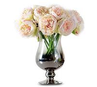 TININNA Élégant 5 Tête Artificiel Pivoine,Soie Fleurs Bouquet Accueil Mariage Décoration Table à Manger Un Hôtel Fête Mariage DIY Artisanat Faux Floraux Mariag Décoration Or