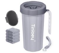 Tinioey Nettoyeur Pattes pour Chien Grands Avec Poignée, Lave Pattes de Grande Race, Brosse et Quatre Serviettes Absorbantes (Gris)