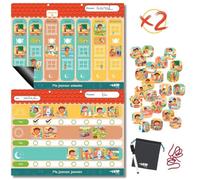 TINIOP®-Duo Planning Semaine et Journée pour Enfants, Tableaux Magnétique Montessori avec 140 Aimants d'activités complet, Idéal pour instaurer Routine et Autonomie, compatible TDAH, Autisme dès 3 ans