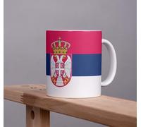 Tinisu Tasse à café Serbie 325 ml - Motif drapeau en céramique - Passe au lave-vaisselle - Cadeau de bureau