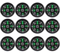 Tinje 12pcs Mini Survival Compass Small Plastic Magnetic Air Cushioned Portable Pocket Compass With Oil Liquid Filled For Hiking Camping