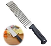Tinkber 1 Couteau de Coupe Froissé, Crinkle Cutter, Couteau Lame Ondulée, Couteau Ondulé pour Pomme de Terre, Coupe-Froissement en Acier Inoxydable, pour Fruits, Légumes, Pommes de Terre