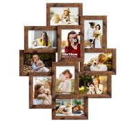 Tinkeps Cadre photo Pêle-Mêle Marron Lot de 10 cadres pour photos 10x15 cm, cadre multiple pour plusieurs images, à suspendre verticalement ou horizontalement au mur
