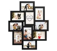 Tinkeps Cadre photo Pêle-Mêle Noir Lot de 10 cadres pour photos 10x15 cm, cadre multiple pour plusieurs images, à suspendre verticalement ou horizontalement au mur