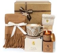 TinkerPlay Cadeaux pour Femmes Coffret Cadeau Hiver Femme - Écharpe Chaussettes Bougie Parfumée Tasse Élégante Carte de Vœux - Idée Cadeau Noël Anniversaire Maman Amie Sœur (Brun)