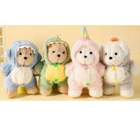 TinkerPlay Porte-clés Peluche Ours 14 cm Designs Licorne, Dinosaure, Requin, Pingouin - Accessoire Sac Bag Charm Jouet en Peluche Cadeau Anniversaire pour Enfants Filles Garçons (4 pcs)