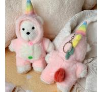 TinkerPlay Porte-clés Peluche Ours 14 cm Designs Licorne, Dinosaure, Requin, Pingouin - Accessoire Sac Bag Charm Jouet en Peluche Cadeau Anniversaire pour Enfants Filles Garçons (Licorne)