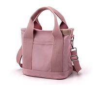 Tinkertechus Petit sac à bandoulière, sac fourre-tout avec grande capacité, sac à bandoulière en toile à fermeture éclair multipoches, sacoche Hobo pour voyage et trajet, Bracelet rose., 1