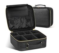 tinkoola Sac de rangement portable pour maquilleur avec séparateurs réglables, support de pinceaux de maquillage
