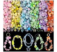TINKRSTUFF Lot de 400 à 450 perles en acrylique assorties pour la fabrication de bracelets, jolies perles pour la fabrication de bijoux, fleurs, nœuds, papillons, bonbons, ours en gélatine, kawaii