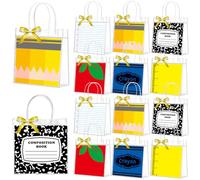 Tinlade Lot de 24 sacs cadeaux transparents pour la rentrée scolaire avec poignées pour enseignant, carnet, crayon, sacs à friandises en plastique PVC pour étudiant, enseignant, premier jour d'école