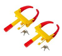 TINMAGI 2 Pièces Antivol Voiture Sabot Roue, Bloque Roue avec Serrure de Sécurité et 6 Clés, Antidémarrage Griffe de Pneu Réglable 18-30cm, Universel pour Remorques, SUV, Caravanes