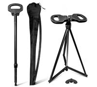 TINMAGI Canne de Marche avec Siège, Canne Pliante Portable, Baton de Marche avec Sac de Transport, Canne Siege Chaise de Canne Légère, Béquilles Tabouret pour Personnes Âgées, Adultes