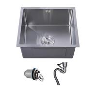 TINMAGI Evier Cuisine 1 Bac 40 x 40 cm, Evier Inox 304 Cuve Simple, Évier de Cuisine Rectangulaire avec Trop-plein, Petit Évier Encastrable, Adapté aux Meubles Bas de Moins de 40 cm, Argent