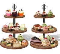 TINMAGI Présentoir à cupcakes à 3 Niveaux,Tour à cupcakes en bois, Ensemble de 2, presentoir aperitif buffet et Fruits, Accessoire Buffet pour Mariage, Anniversaire, Goûter