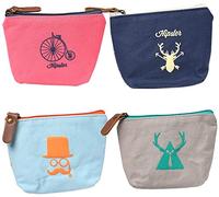 Tinmall Lot de 4 petites pochettes en toile avec fermeture éclair pour femmes et enfants, Remember, s, Porte-monnaie
