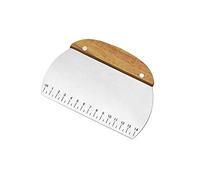 TINMIX Grattoir à Pâtisserie Manche en Bois avec Echelle de Mesure, Coupe-Pâte pour Faire des Pizzas, des Pâtisseries, des Crêpes, pâte à pain, Grattoir en acier inoxydable Semi-Circulaires