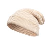 Tinncana 100% Laine Mérinos Bonnet Double Face pour Hommes et Femmes, Bonnets d'hiver Ultra épais et Chauds (FR/ES, Alpha/Lettres, Taille Unique, Beige)