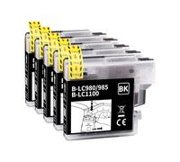 Tinnee 5-Pack LC1100XL LC980XL Cartouche d'encre Compatible pour Brother LC1100 LC980 LC985 pour Brother DCP-195C DCP-585CW DCP-385C DCP-375CW MFC-990CW MFC-6490CW MFC-490CW MFC-5890CN MFC-J615W