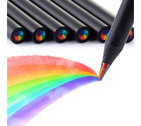TINNIVI Fournitures artistiques pour enfants et adultes, 7 crayons de couleur en 1 en bois noir pré-aiguisés, avec taille-crayon, pour livres de coloriage, paniers de Pâques, dessin, croquis (12