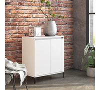 Tino Tech Buffet 60 x 35 x 70 cm - Meuble d'Appoint Haut pour Chambre à Coucher et Salon - Armoire Multi-Usages en Bois et Métal - Blanc