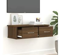 Tino Tech Étagère murale avec tiroirs en bois - 60 x 26 x 18,5 cm - Marron - Aspect chêne - Console murale suspendue avec tiroir - Table de chevet - Étagère murale en bois - Commode à langer