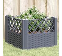 Tino Tech Jardinière avec piquets - 43,5 x 43,5 x 43,5 cm - En polypropylène - Pour balcon - Bac à fleurs - Jardinière - Jardinière - Parterre de plantes - Pour la culture - Pour légumes - Gris