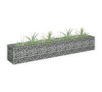 Tino Tech Jardinière surélevée en acier galvanisé - 180 x 30 x 30 cm - Argenté - Panier à pierres - Panier à gabions - Jardinière surélevée pour plantes - Mur de jardin - Gabion - Grille