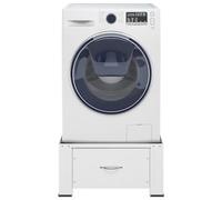 Tino Tech Socle de machine à laver avec tiroir - 63 x 54 x 31 cm - Blanc - Charge maximale : 100 kg - Support de machine à laver - Support antidérapant