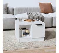 Tino Tech Table basse dans le salon - Blanc - 50 x 50 x 36 cm - Matériau en bois - Résistance à l'humidité - Espace de rangement supplémentaire avec deux compartiments - Pour ranger vos affaires