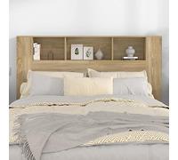 Tino Tech Tête de lit avec rangement 160x18,5x104,5 cm en bois - Bibliothèque murale chêne Sonoma