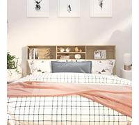 Tino Tech Tête de lit avec rangement 180x19x103,5 cm en bois chêne Sonoma - bibliothèque murale pour chambre à coucher