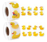 Tinoaly 1000pcs Autocollants Canard en Caoutchouc Jaune, Mignons Stickers Canard Autocollants d'Étiquettes Décoratives pour Bouteille d'Eau Scrapbooking Cahier Sac Décoration (2 Rouleaux)