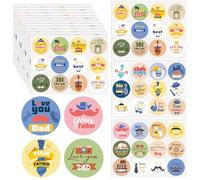 Tinoaly 18pcs Autocollant Fête des Pères, 5cm Ronds Je t'Aime Papa Autocollants Cachets d'Enveloppes Étiquettes Décorations pour Boîtes Cadeaux Cartes de Vœux Cadeaux de Fête