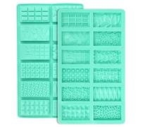 Tinoaly 2 Moules à Mini-Barres de Chocolat, 12 Formes en 1 Moules Chocolat Démontables en Silicone Gabarit Antiadhésif à Cavité Profonde pour Pâtisseries Dubai Knafeh la Pistache