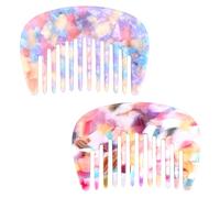 Tinoaly 2 Pièces Peigne Mini Dents Larges, Peigne de Poche Anti-Statique l'acide Acétique Usage Voyage Sec Humide Adapté aux Franges Cheveux Épais Bouclés Courts & Lisses