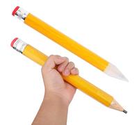 Tinoaly 2pcs Crayons Géants Bois, 33,5cm Crayons Surdimensionnés Amusants Bois avec Capuchons Gommes Grand Crayon Fantaisie Crayon Géant Accessoires Jeu Fête Fournitures Scolaires Bureau(Jaune)
