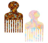 Tinoaly 2pcs Peigne à Dents Larges pour Cheveux Bouclés, Peigne Lissant Démêlant et Liftant 12cm Outil Coiffure pour Hommes Femmes Cheveux Épais Longs Volumisants et Réducteurs de Nœuds (Coloré)